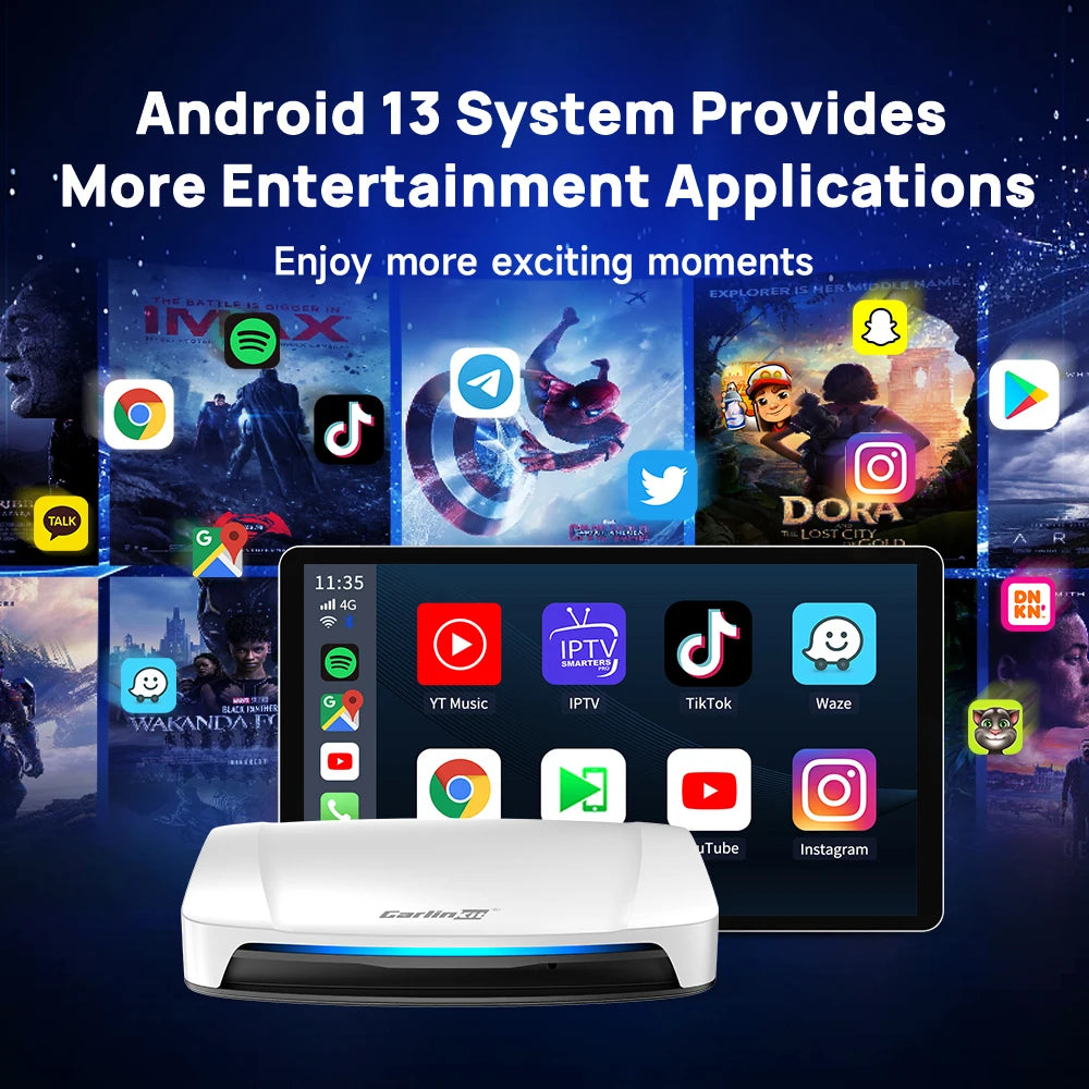 CarlinKit Wireless Carplay TV Box Smart 8+128G Android Auto AI Box  HDMI Output Android 13 Video Adapter For Youtube Kia IPTV
