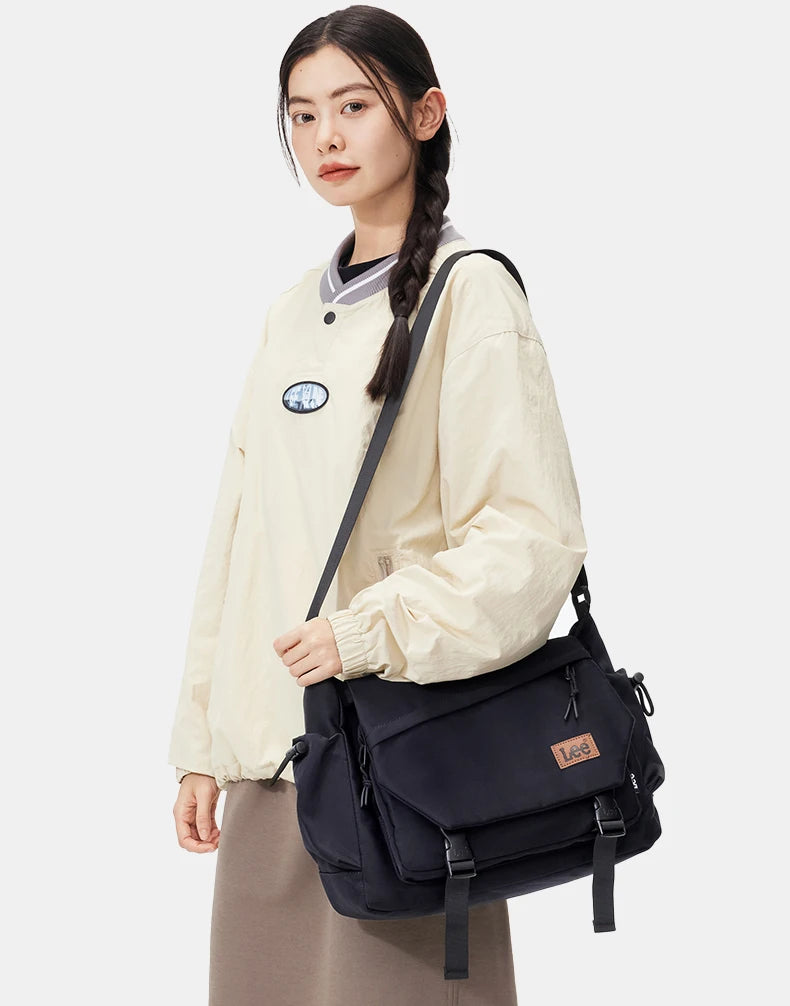 LEE Fashion Waterproof Large Crossbody Shoulder Bag Women Male Flip Laptop Messenger Bag Teenagers College Satchel School Bag