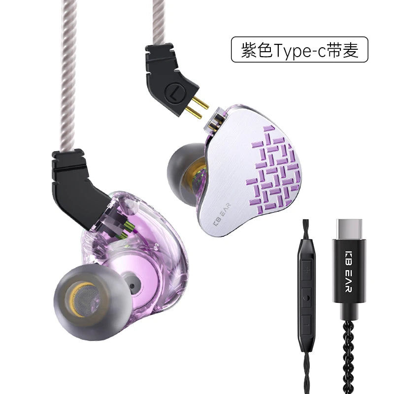 KBEAR Rosefinch 3.5mm/Typec 10mm DD In Ear Monitor HiFi Dynamic Headphones OFC Wired Earphones Music Headset KS1 Lark Headset