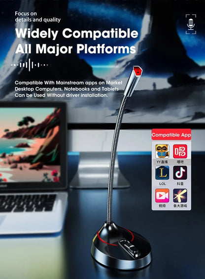 Mini USB Wired Microphone 3.5mm Jack Plug Studio Speech Mic for PC Computer Laptop Notebook Loud Speaker