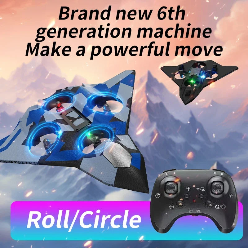 CZ36 2.4G 10CH RC EPP Foam Fighter Plane - 360 Degrees Stunt Tumbling, One-Key Takeoff, LED Lights - Best Kids Toy Gift