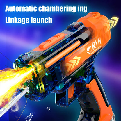 Electric Water Gun with Lights Continuous Firing Squirt Gun Long Range Shooting Watergun Mist Spray Water Pistol Outdoor Toy