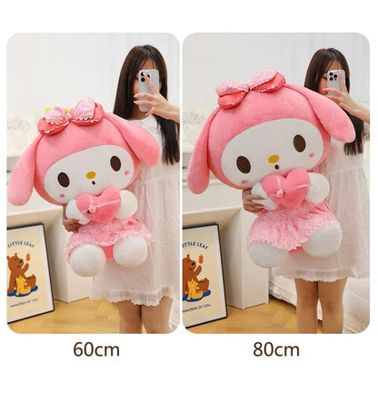 60cm Sanrio Kuromi Melody Hello Kitty Plush Toy Kawaii Cartoon Big Size KT Cat Plush Doll Soft Stuffed Pillow Kids Birthday Gift