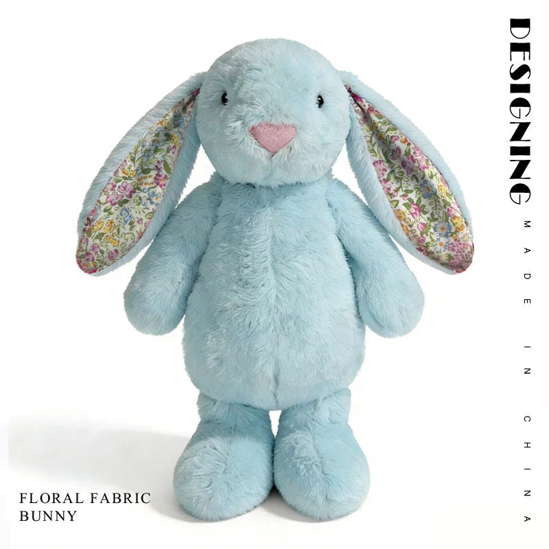 23cm Adorable Floral Bunny Plush Toy Huggable Soft Stuffed Rabbit Doll with Floral Ears Birthday Gift for Girl Plush Collectors