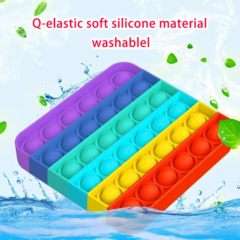 Kids' Favorite Toy Rainbow Pop Bubble Fidget Toy Fun Stress Relief Toy Color Recognition Early Educational Toy Premium Quality