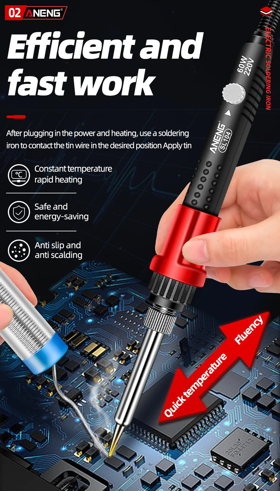 Digital Display Electric Soldering Iron ANENG SL105 Adjustable Temperature EU/220V US/110V Portable Kit Weld Solder Repair Tools