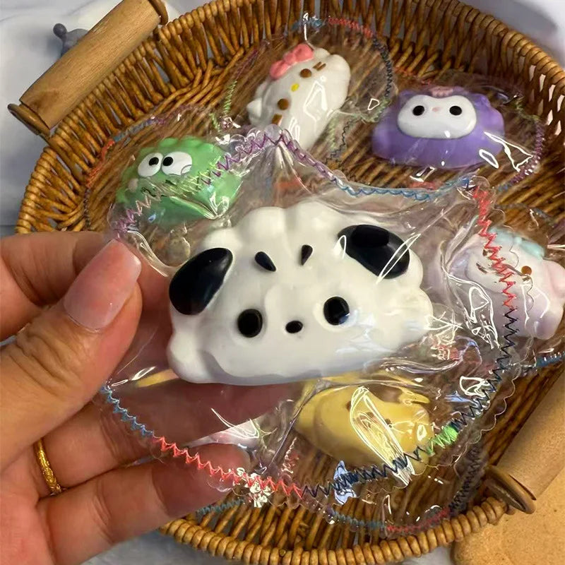 Hello Kitty Silicone Pinch Anime Figures Cartoon Dumplings Series Le Cream Slurry Stress Relief Squeeze Toys Decompression Gift
