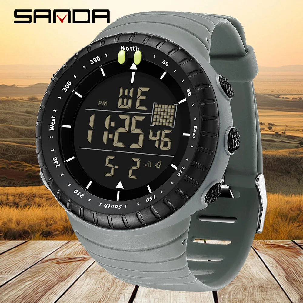 SANDA New 6256 Men's Electronic Watch Large Dial Outdoor Waterproof Sports Watch Night Light Alarm Clock Multi functional Watch