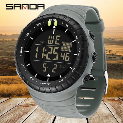 SANDA New 6256 Men's Electronic Watch Large Dial Outdoor Waterproof Sports Watch Night Light Alarm Clock Multi functional Watch