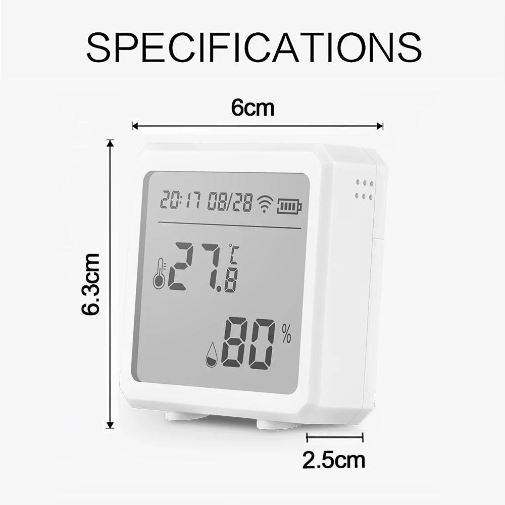 ONENUO Tuya Zigbee Temperature and Humidity Sensor with LCD Screen Digital Display Wireless Thermometer Work with Alexa Google
