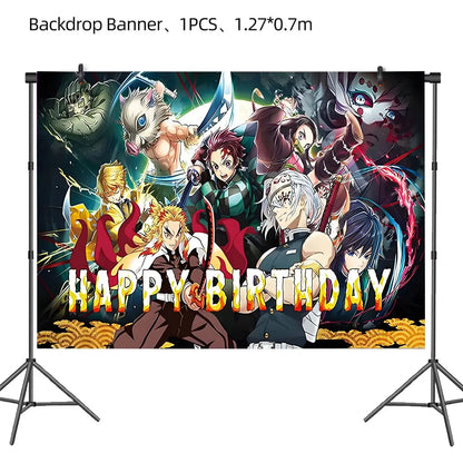 Anime Demon Birthday Theme Gifts Bags Keychain tattoo sticker Demon Slayer Candy Bags Packaging Giveaway Party Favors Gifts Supp