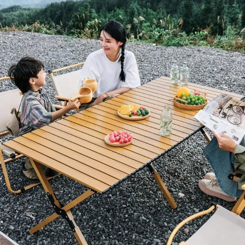 Outdoor Folding Camping Table Lightweight Compact Camping Picnics Portable Wooden Picnic Table Backyard Parties Beach Trips