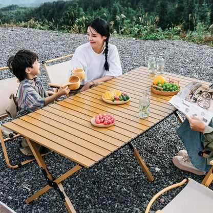 Outdoor Folding Camping Table Lightweight Compact Camping Picnics Portable Wooden Picnic Table Backyard Parties Beach Trips