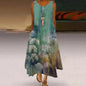 New Women's Fashion Casual Printed Dandelion Sleeveless Dress Summer Casual Printed Long Dress