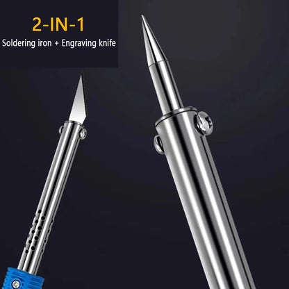 2-IN-1 Electric Soldering Iron Kits DIY Carving Knife 60W Replaceable Soldering Iron Head Soldering Iron Pen Welding Kit