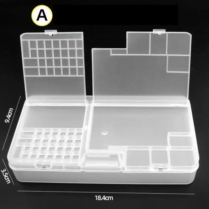 Transparent Electronic Components Storage Box 2 Layer Tool Classification Grid Phone Repair Module Organizer Compartment
