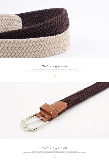 2.5cmx100cm Unisex Extended Elastic Knitted Thin Belt Women's Needle Button Canvas Jeans Student  Canvas Elastic Belt for Women