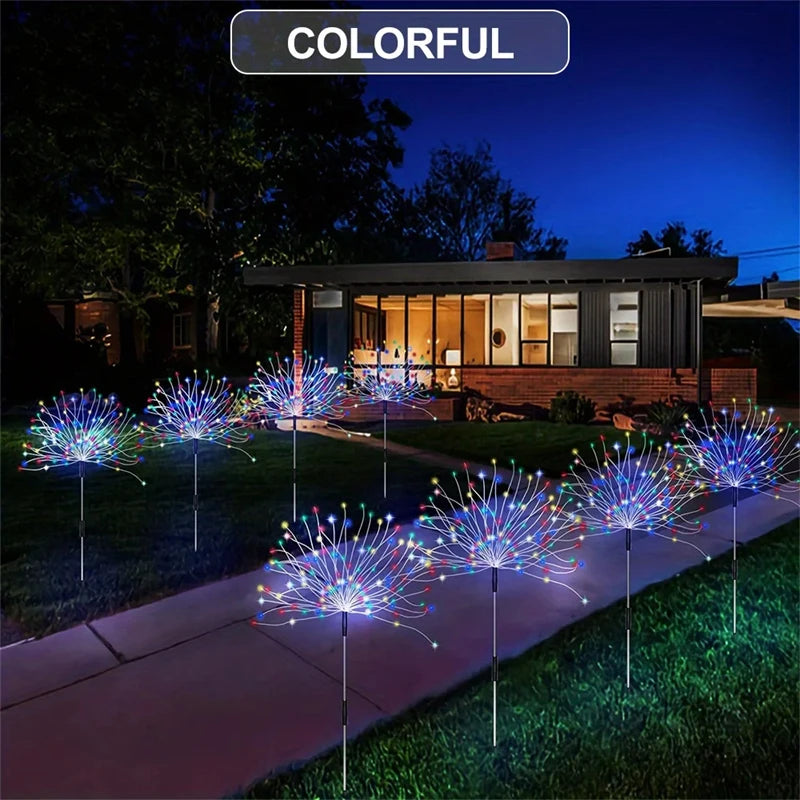 Solar Firework Light 90-200LED Outdoor Garden Decor Waterproof Auto On/Off Energy Saving Easy Installation Party Wedding Decor