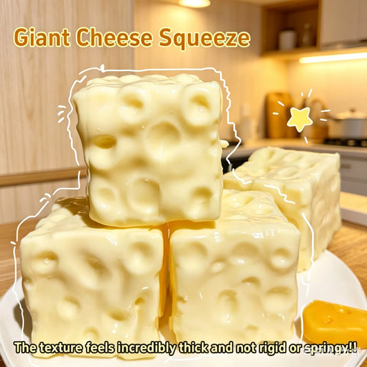 Giant Cheese Shaped Squeeze Stress Relief Toy Soft Thick Squishy Fidget Toy Non-Rigid Non-Springy Anxiety Relief for Kids Adults