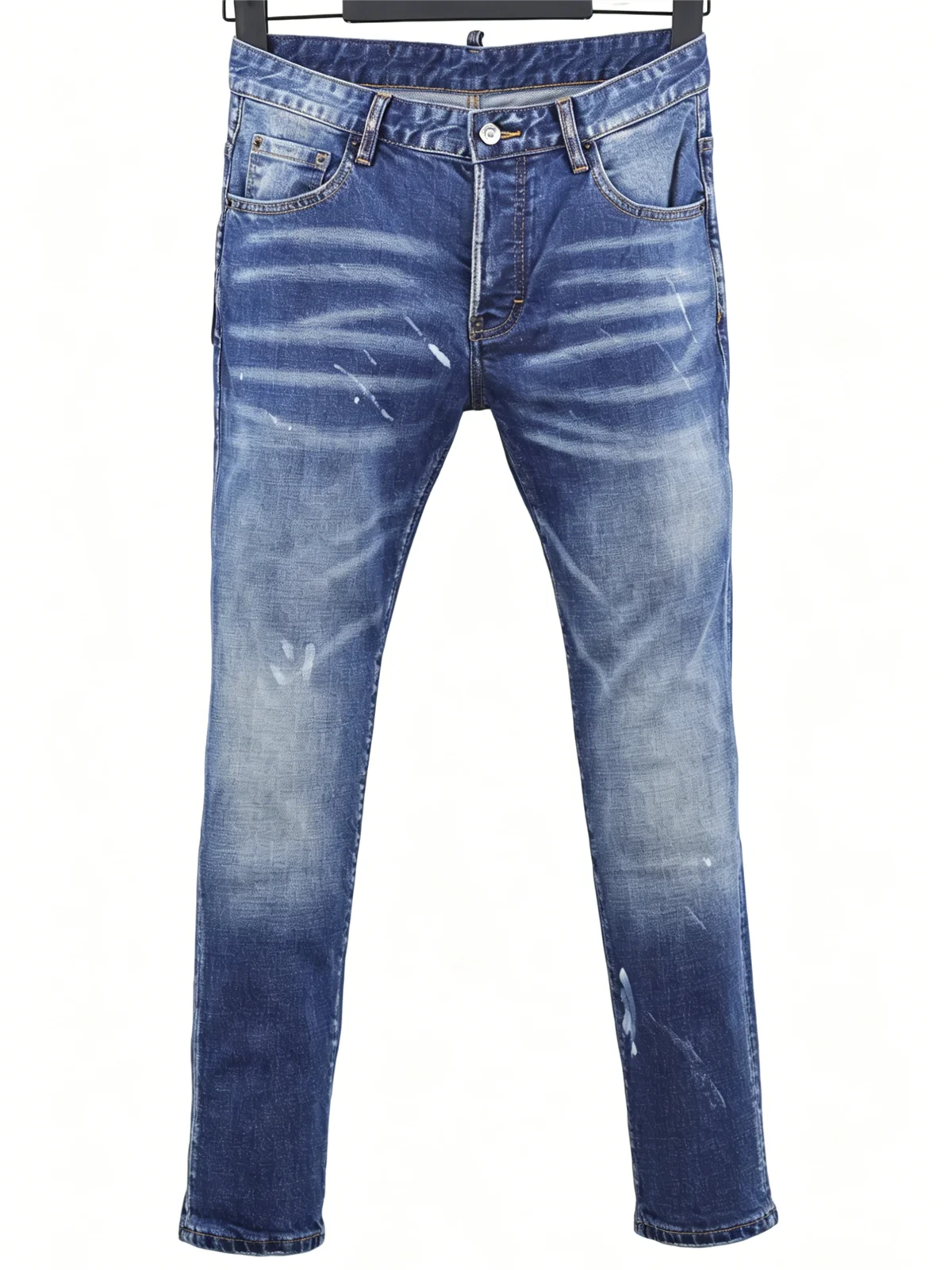 6060 Four Seasons New Men's Washed Ripped Patch Old Slim-fit Straight Black Jeans for Men