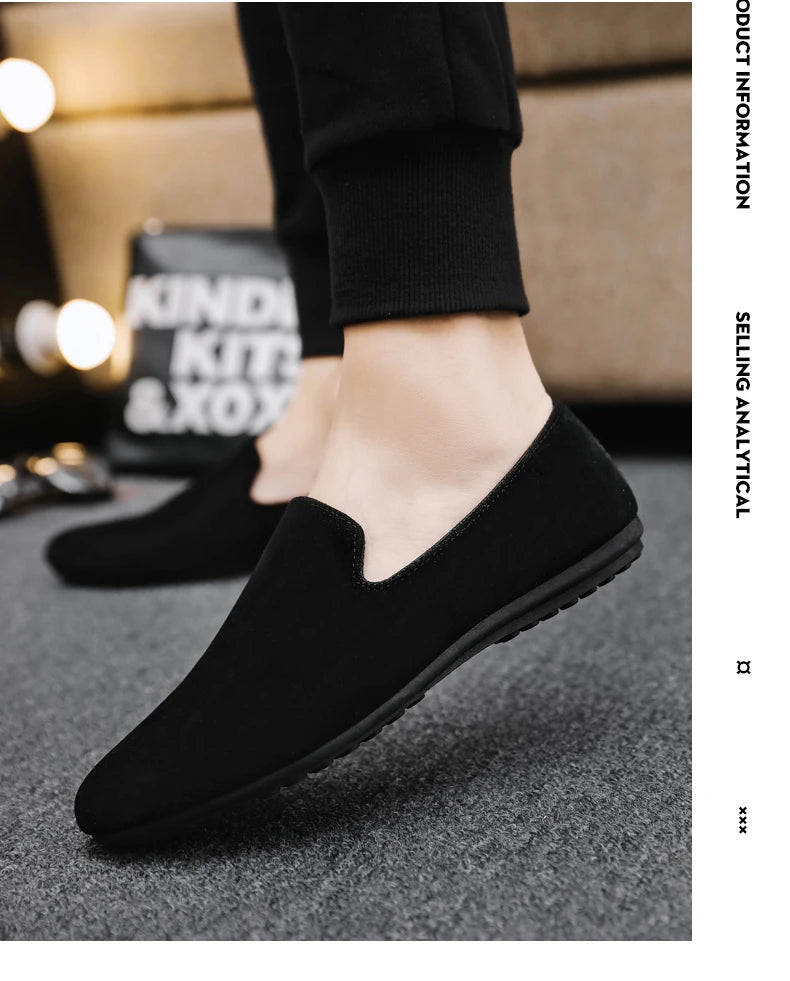 Hot Sale Black Loafers Men Summer Flat Shoes Comfortable Lightweight Men's Casual Shoes Non-slip Slip-on Shoes Man Lazy Shoes