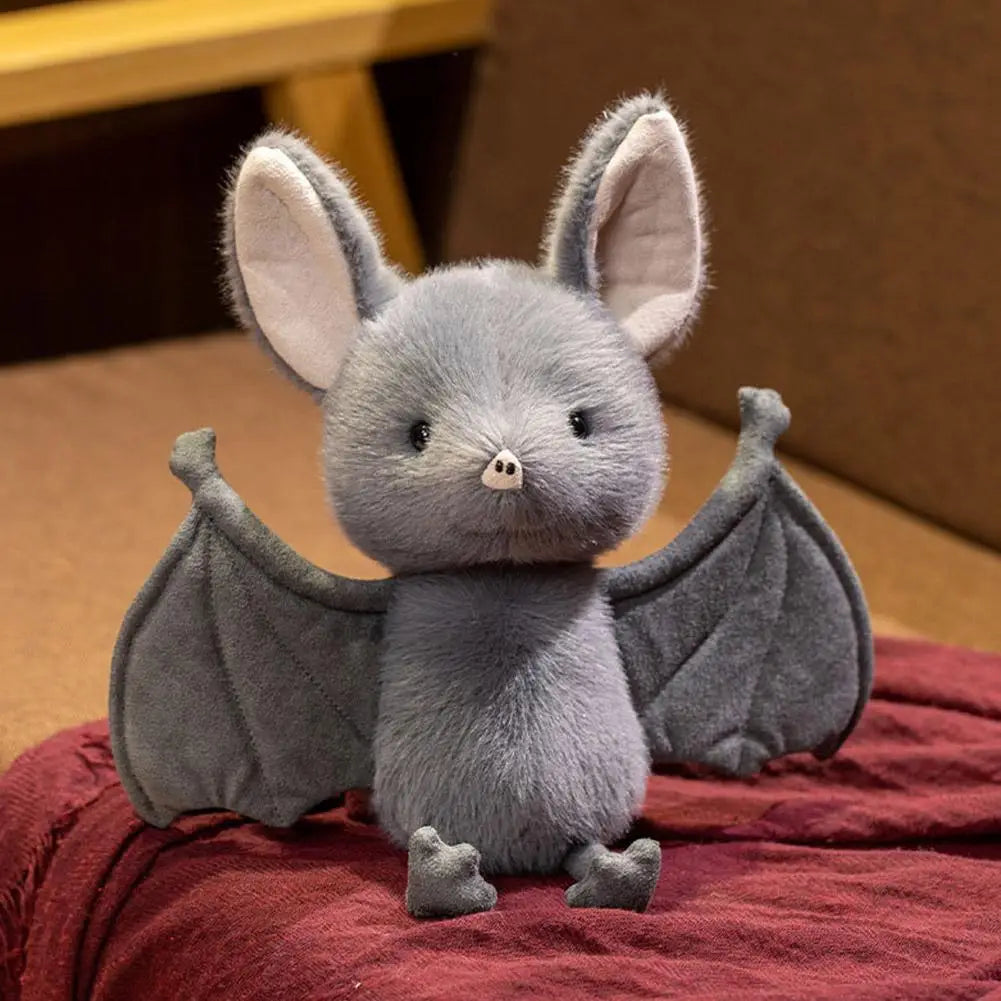 Cute Grey Bat Plush Toy Soft Stuffed Animal Doll Kawaii Bat Pillow Halloween Gift Decoration For Kids Girls Boys