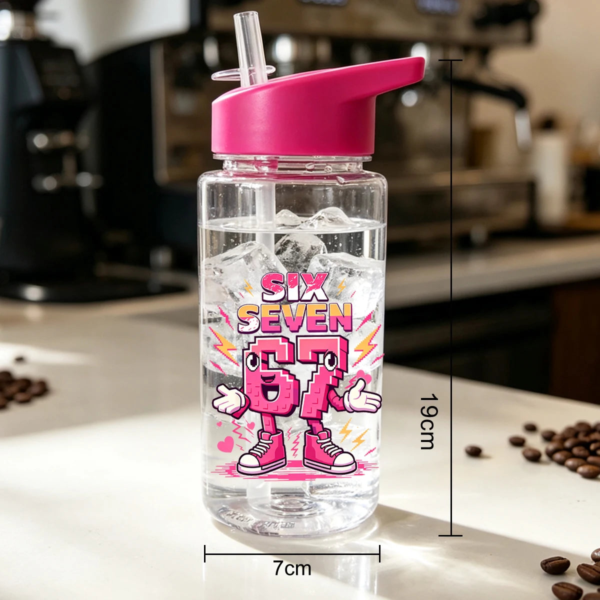 1 Piece 500ml (17 fl oz) 67 Printed Straw Cup, Summer Water Bottle, BPA Free, Portable Sports Outdoor Cup, Perfect Holiday Gift