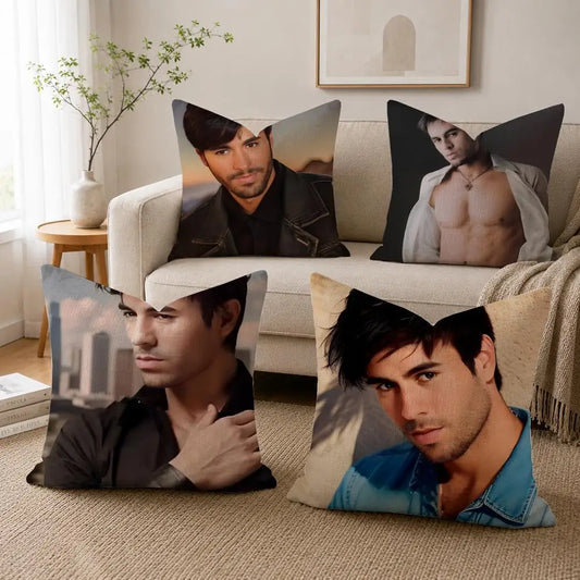 E-Enrique Iglesias-S Cushion Cover Linen Double-sided Printed Cushion Cover, sofa pillow case，Nordic Home Decor