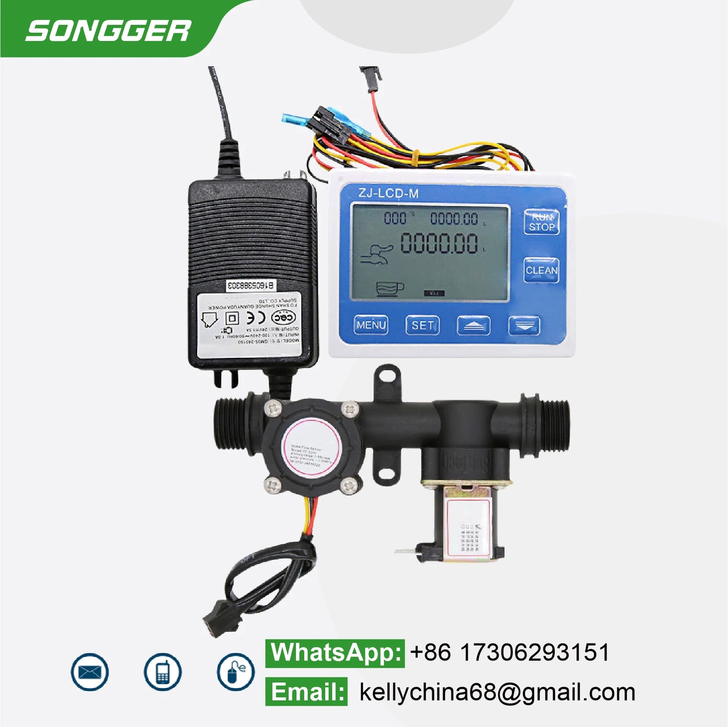 1/2 Inch Digital Flow Meter Integrated Valve Quantitative Control Kit DC3.5-24V 2-10L/min Durable Automatic Dosing Water Filling