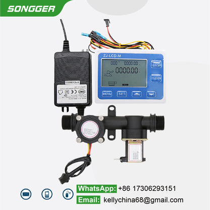 1/2 Inch Digital Flow Meter Integrated Valve Quantitative Control Kit DC3.5-24V 2-10L/min Durable Automatic Dosing Water Filling