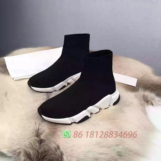 Hot Casual Black High Top Fashion Women Sock Shoe Sneaker Stretch Designer Men Breathable Couple Unisex