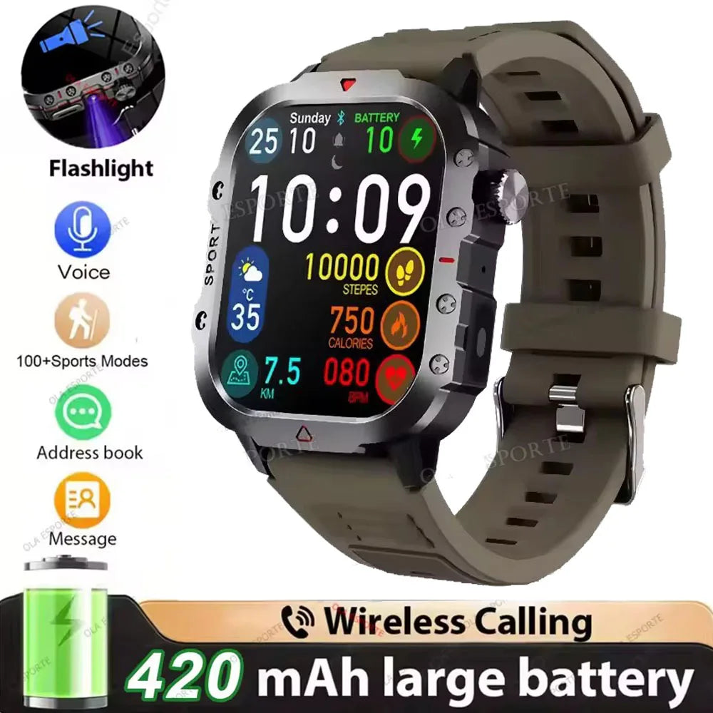 2026 New SmartWatch Men Militray Outdoor GPS Sport Watches Heart Rate Sleep Waterproof Smart Watch IOS Android