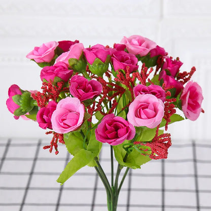 Simulated Rose Bouquet Home Decoration Small Rose Camellia Wedding Decoration Artificial Flowers Garden Decoration