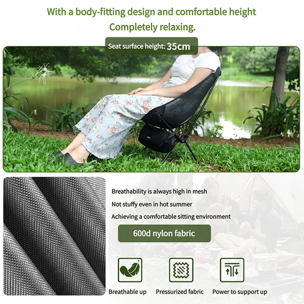 DOTWISE Portable Outdoor Camping Chair Breathable Moon Chair Fishing Chair  Aluminum Alloy MeshAnti-Sinking Lightweight Chair