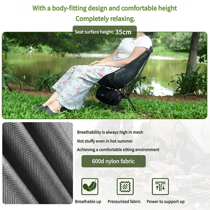 DOTWISE Portable Outdoor Camping Chair Breathable Moon Chair Fishing Chair  Aluminum Alloy MeshAnti-Sinking Lightweight Chair