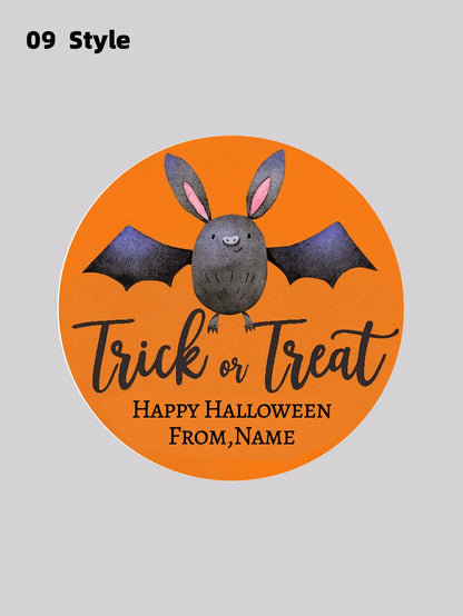 1/50/100Pcs Custom Round Stickers with Personalized Text & Images for Halloween Gift Boxes, Treat Bags & Invitation Seals