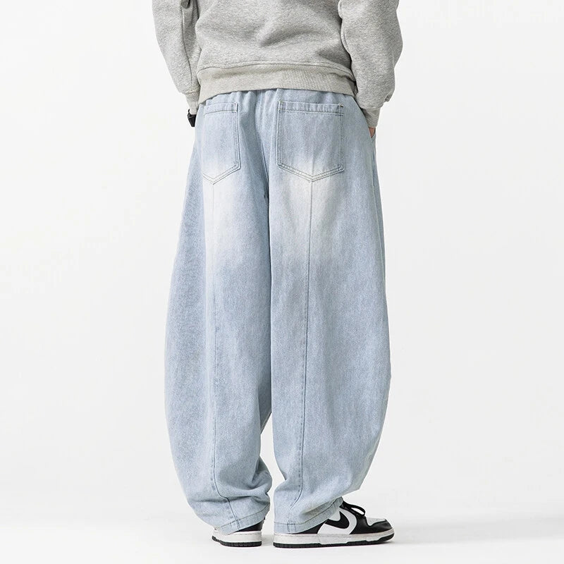 Baggy Cargo Jeans Trousers New Retro Loose Denim Harem Pants High Street Straight Loose Wide Leg Jeans Cowboy Lantern Pants
