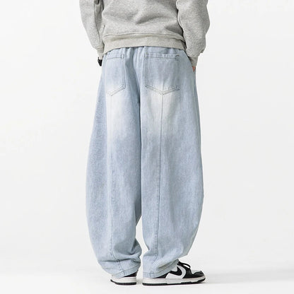 Baggy Cargo Jeans Trousers New Retro Loose Denim Harem Pants High Street Straight Loose Wide Leg Jeans Cowboy Lantern Pants