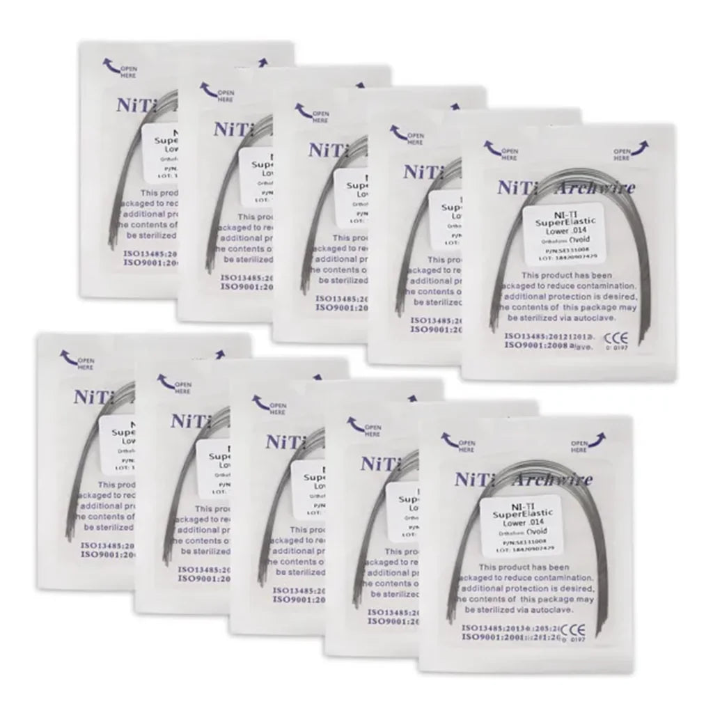 100Pcs/10Packs Dental Orthodontic Ovoid Form Archwires Niti Super Elastic Round Rectangular Wire 012/014/016/018/16X16/16X22