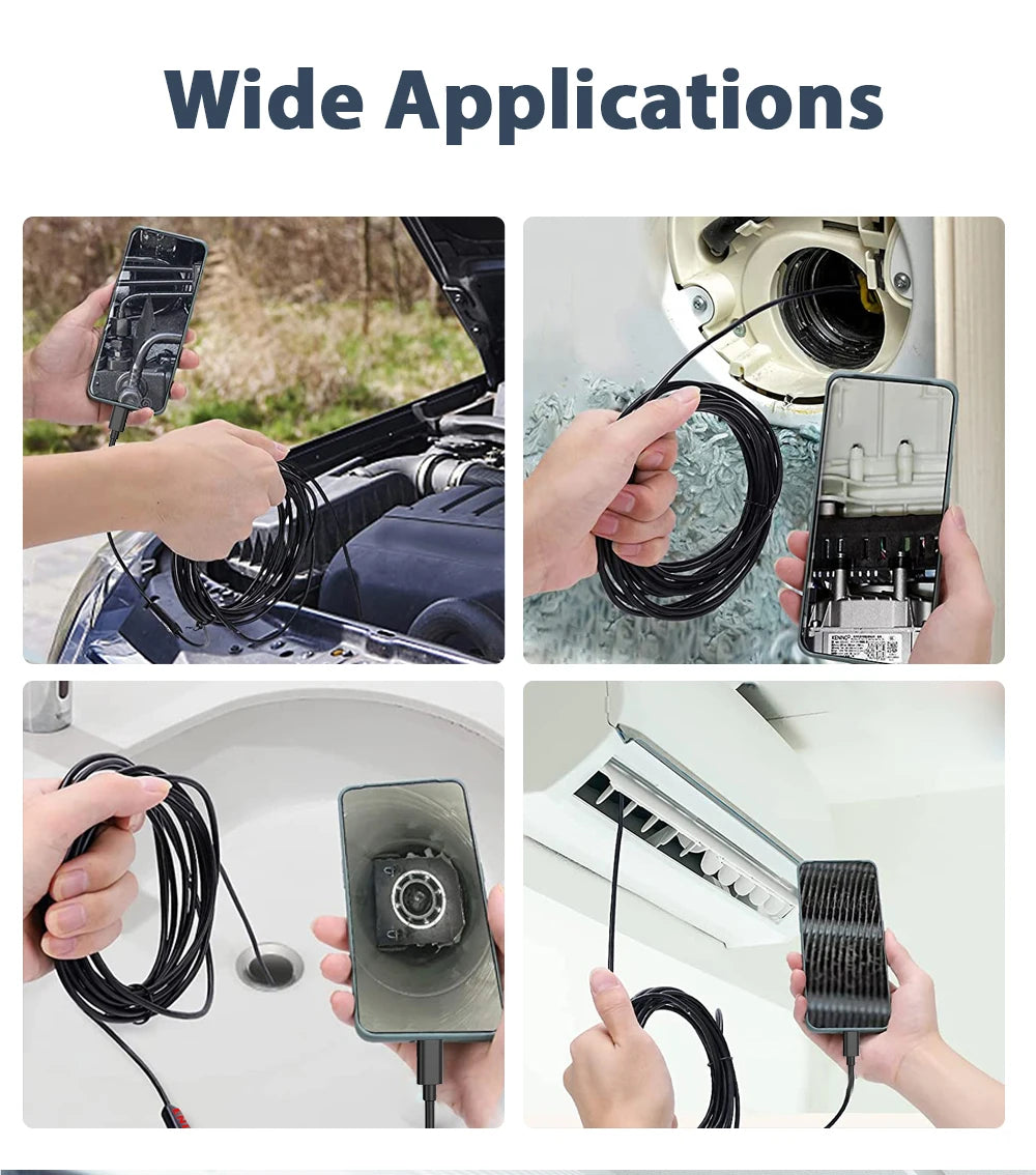 KERUI 2MP Industrial Endoscope Camera Single/Dual Lens Mini Inspection Camera for Iphone Waterproof Pipeline Borescope Type C