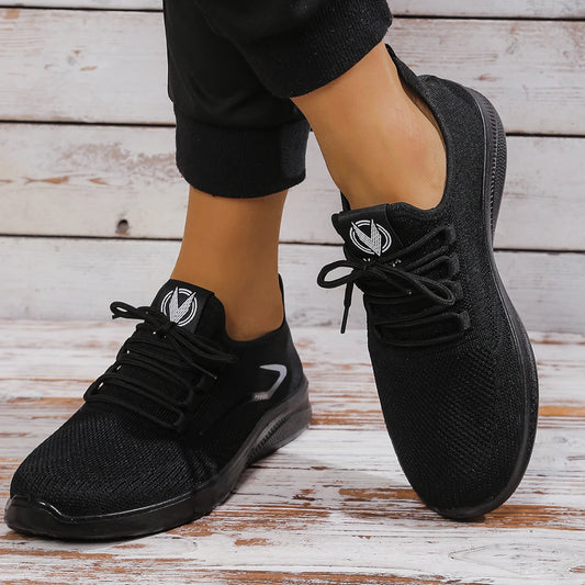 Men Breathable Knitted Running Shoes Anti Slip Trainers Arch Support Shock Absorbing EVA Sole Low Top Lace Up Sports Footwear
