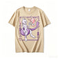 Pokémon Mewtwo Mew Printed Pure Cotton T-shirt for Men and Women Spring/Summer New Collection Fashion Short Sleeved Shirt