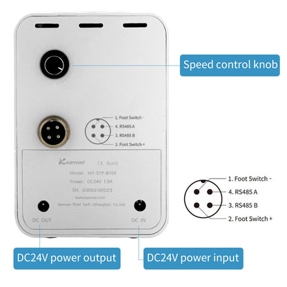 Kamoer 86ml/min M1-STP Peristaltic Pump 24V High Precision Stepper Motor Variable Speed Pump with Pedal for Lab, Experiments