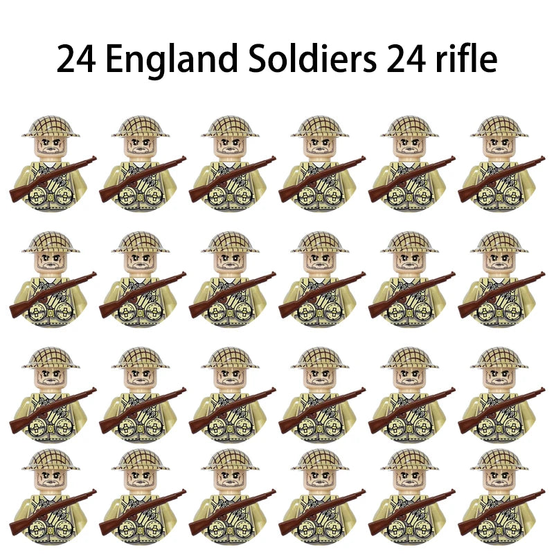 WWII Infantry Military Soldier War National Army Mini Gun armament Models Building Blocks Building Blocks Toys for Kids