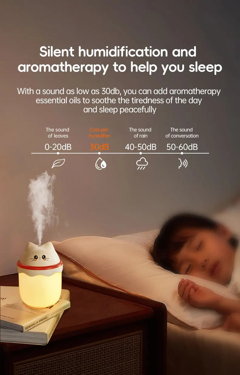 Cute Pet Humidifier Desktop Home Mini Spray Hydrator Atmosphere Night Light Office Creative Portable Cold Fog For Travel Bedroom