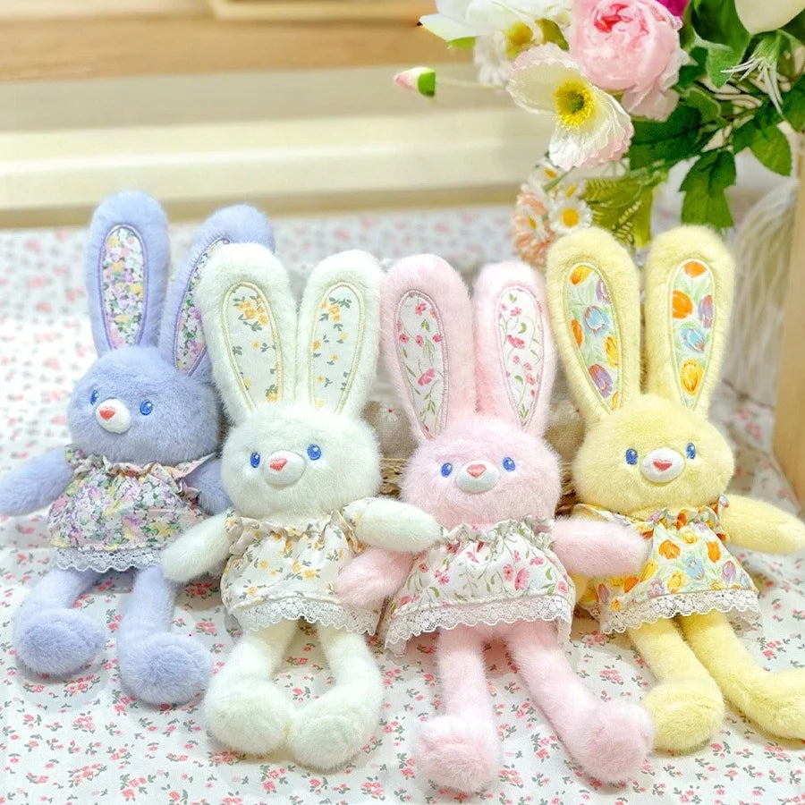 30cm Cute Pull-out Rabbit Plush Toy Keychain Creative Plush Ear Pulling Bunny Pendant Bag Charm Kids Stress Relief Gift