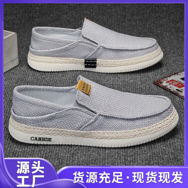 Summer Casual Loafers Men Breathable Slip On Casual Shoes for Men Classic Linen Canvas Sneakers Male Light Flats Lazy Shoes