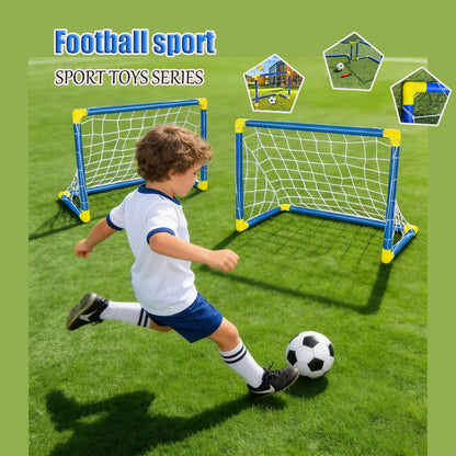 2PCS Kids Soccer Goals Set with Ball, Portable Football Gates for Backyard Indoor Outdoor, Children Sports Training Toy.