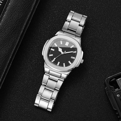 2/4PCS Fashion Men Business Watches Set Simple Square Mens Quartz Watch with Calendar Reloj Hombre（Without Box）