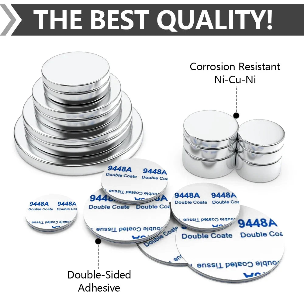 Super Powerful Magnet Neodymium With double-sided adhesive Magnet Round NdfeB N35 Strong Permanent Magnetic imanes Refrigerator